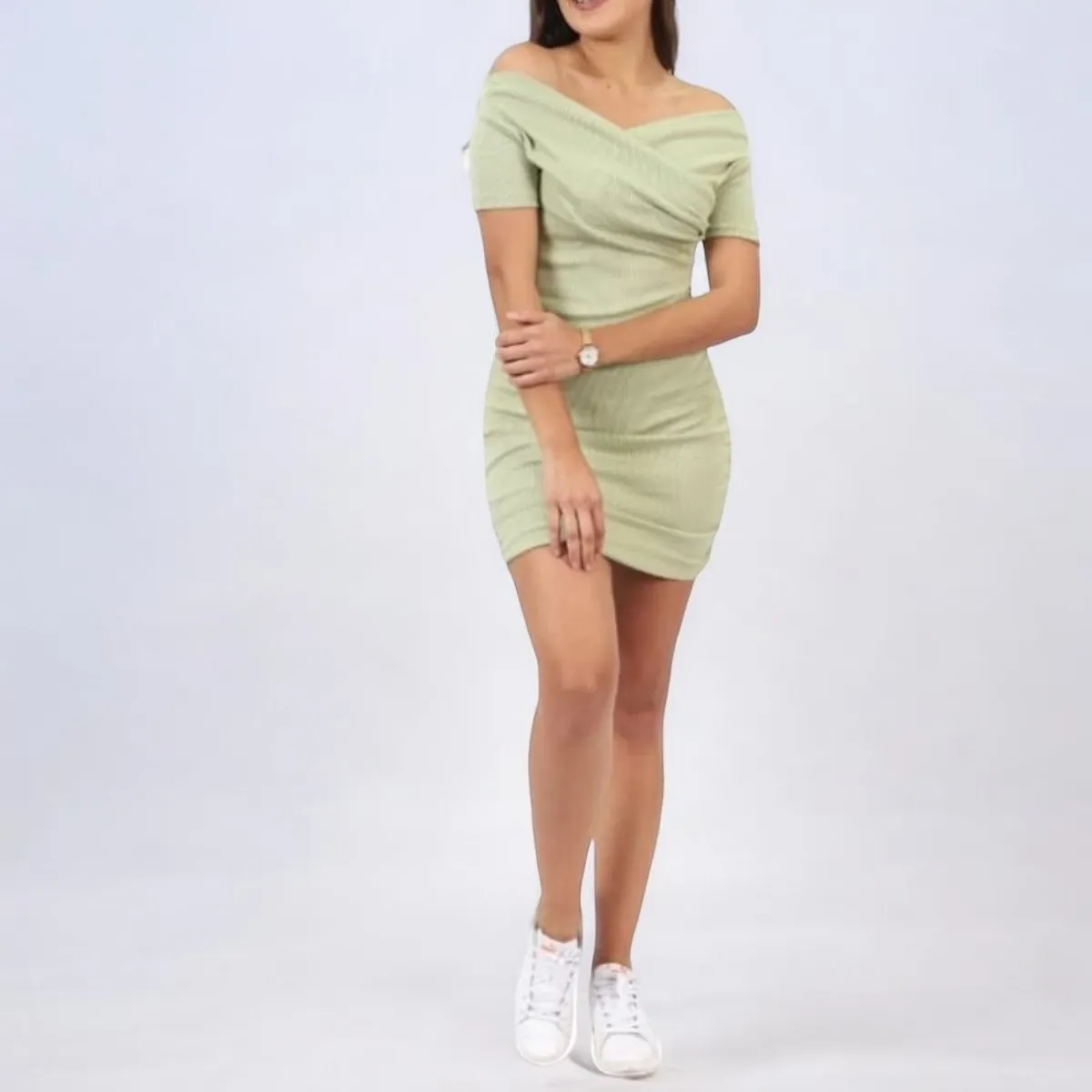 GENERICO - Vestido Casual Rip Grueso Romina Cruze Color Verde