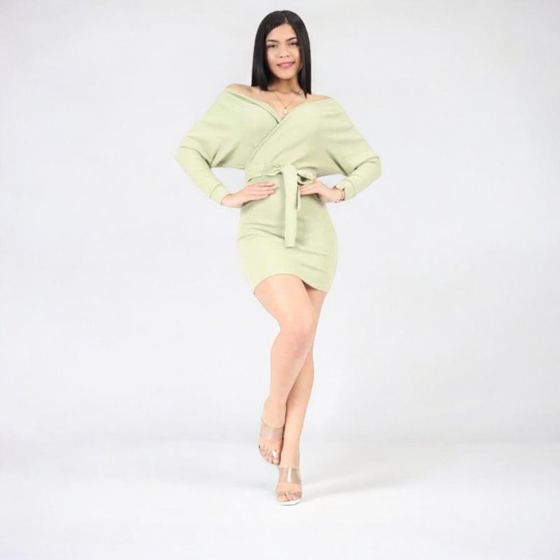 GENERICO - Vestido Rip Casual Bat Con Detalle De Lazo Tcl-22 Color Beige