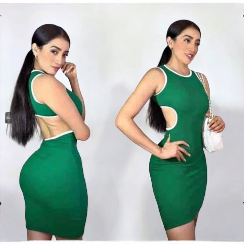 GENERICO - Vestido Rip Casual Escote Espalda Tcl-19 Color Verde