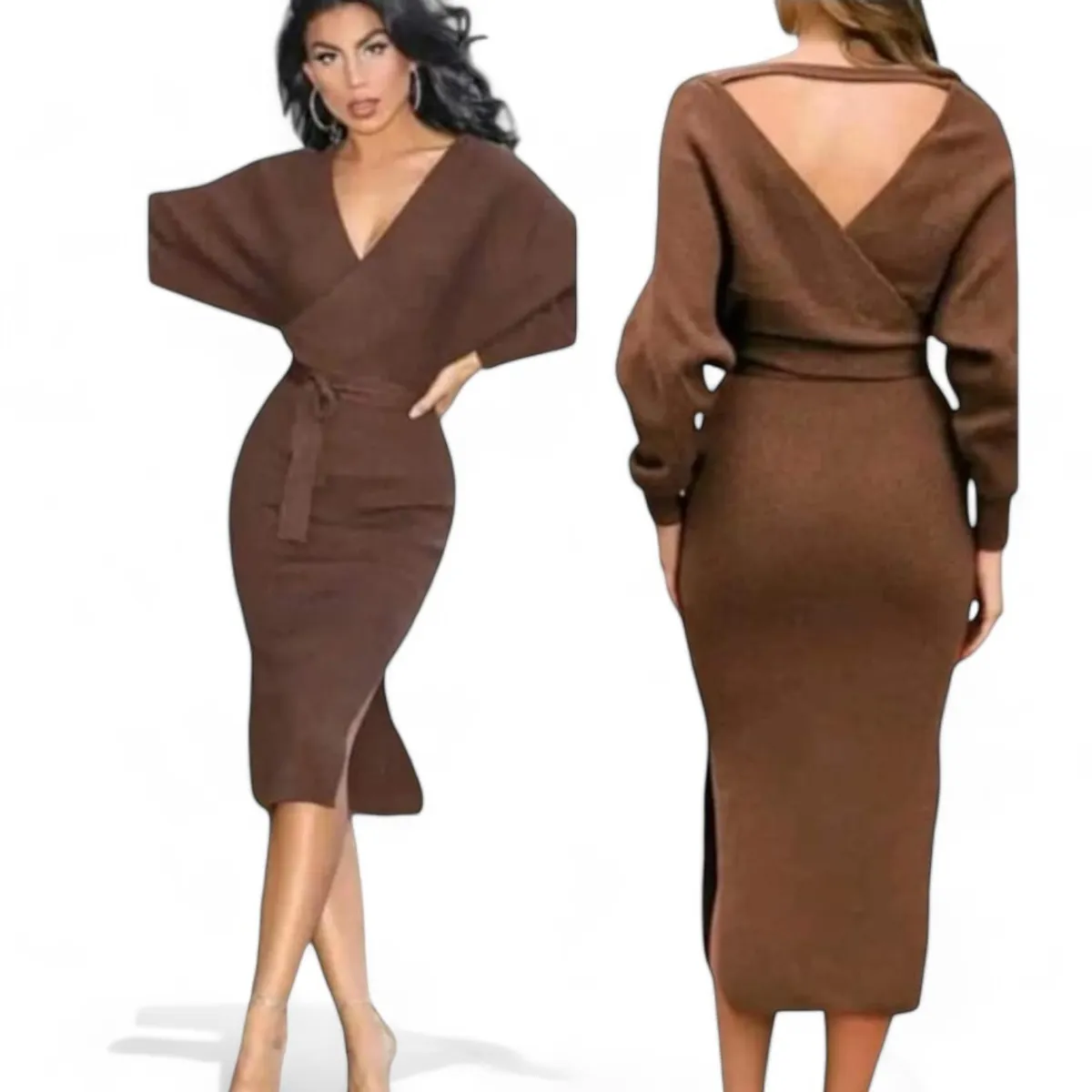 GENERICO - Vestido Rip Casual Maxi Murciélago Tcl-25 Color Marron
