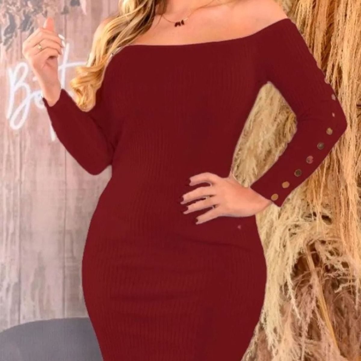 GENERICO - Vestido Rip Casual Ojal Botón Tcl-22 Color Guinda