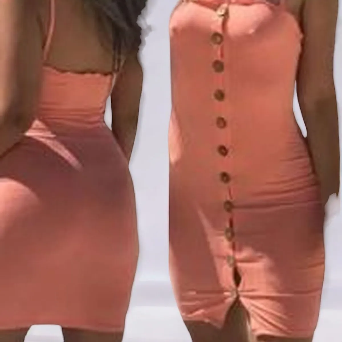 GENERICO - Vestido Rip Grueso Casual Botones Sexys Color Rosado