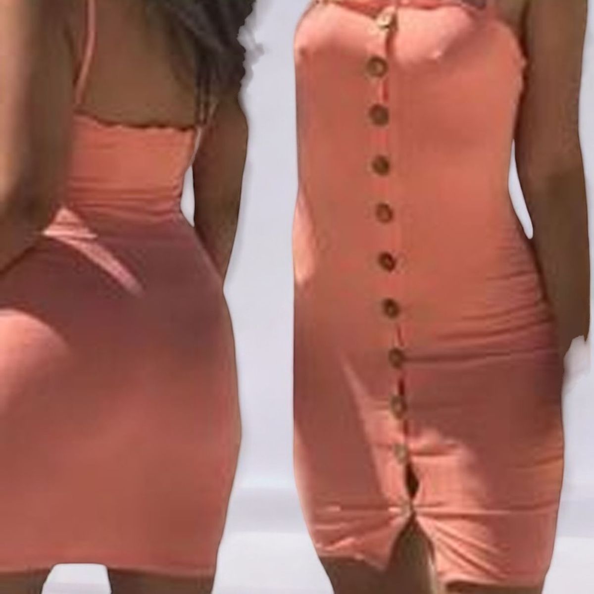 GENERICO - Vestido Rip Grueso Casual Botones Sexys Color Rosado