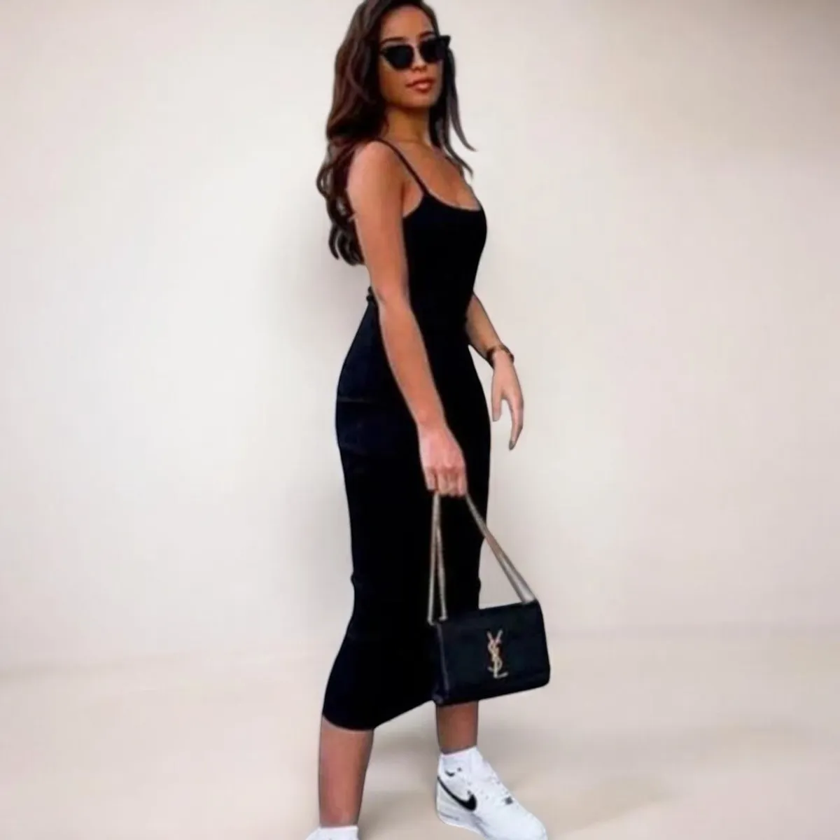 GENERICO - Vestido Rip Grueso Maxi Color Negro