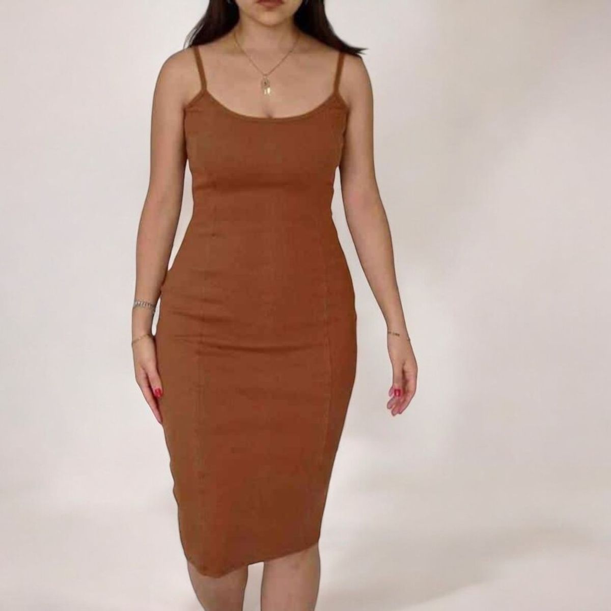 GENERICO - Vestido Rip Grueso Silueta Color Marron