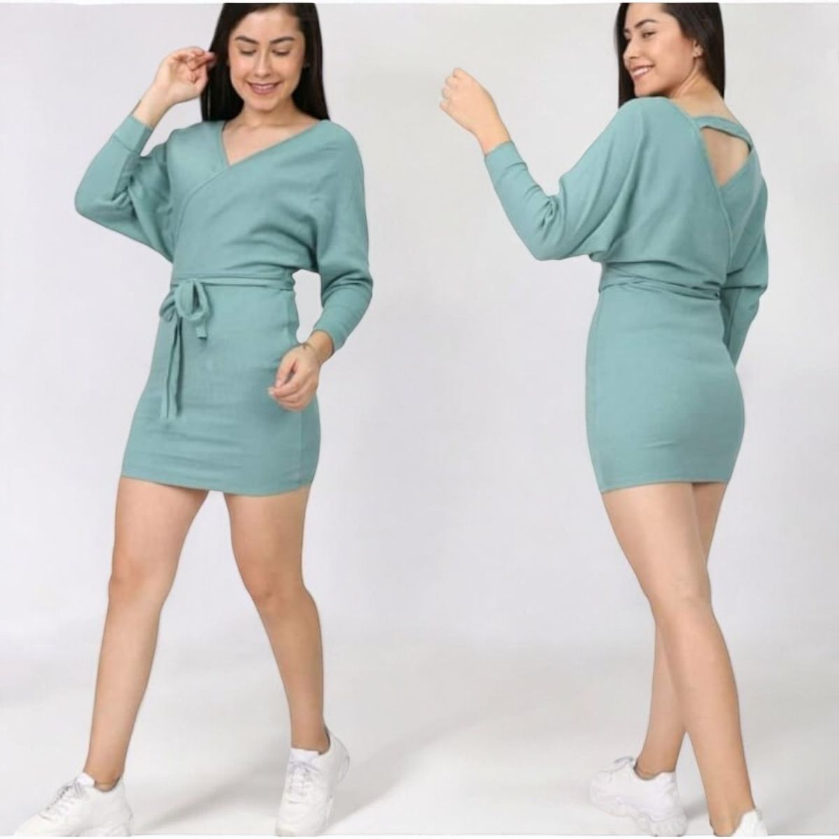 GENERICO - Vestido Rip Casual Bat Con Detalle De Lazo Tcl-22 Color Celeste Oscuro