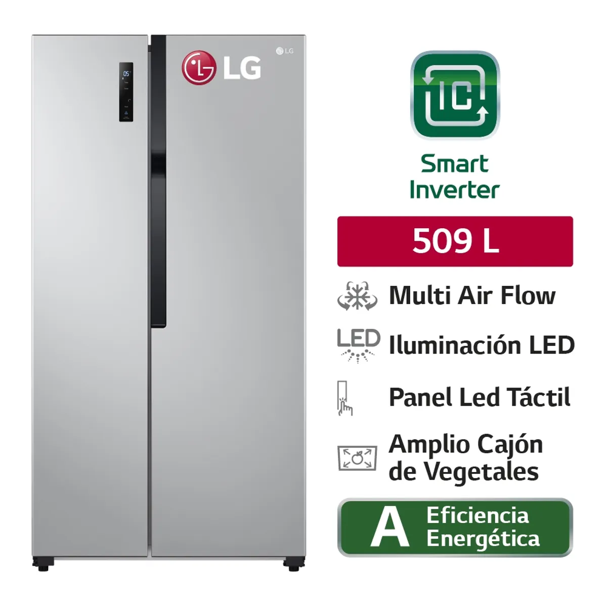 LG - Refrigeradora LG 509LT Multi Air Flow LS51BPP Plateado_.