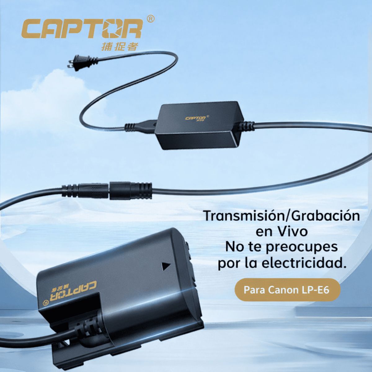 GENERICO - Adaptador de Corriente y Batería Dummy Captor para ACK E6