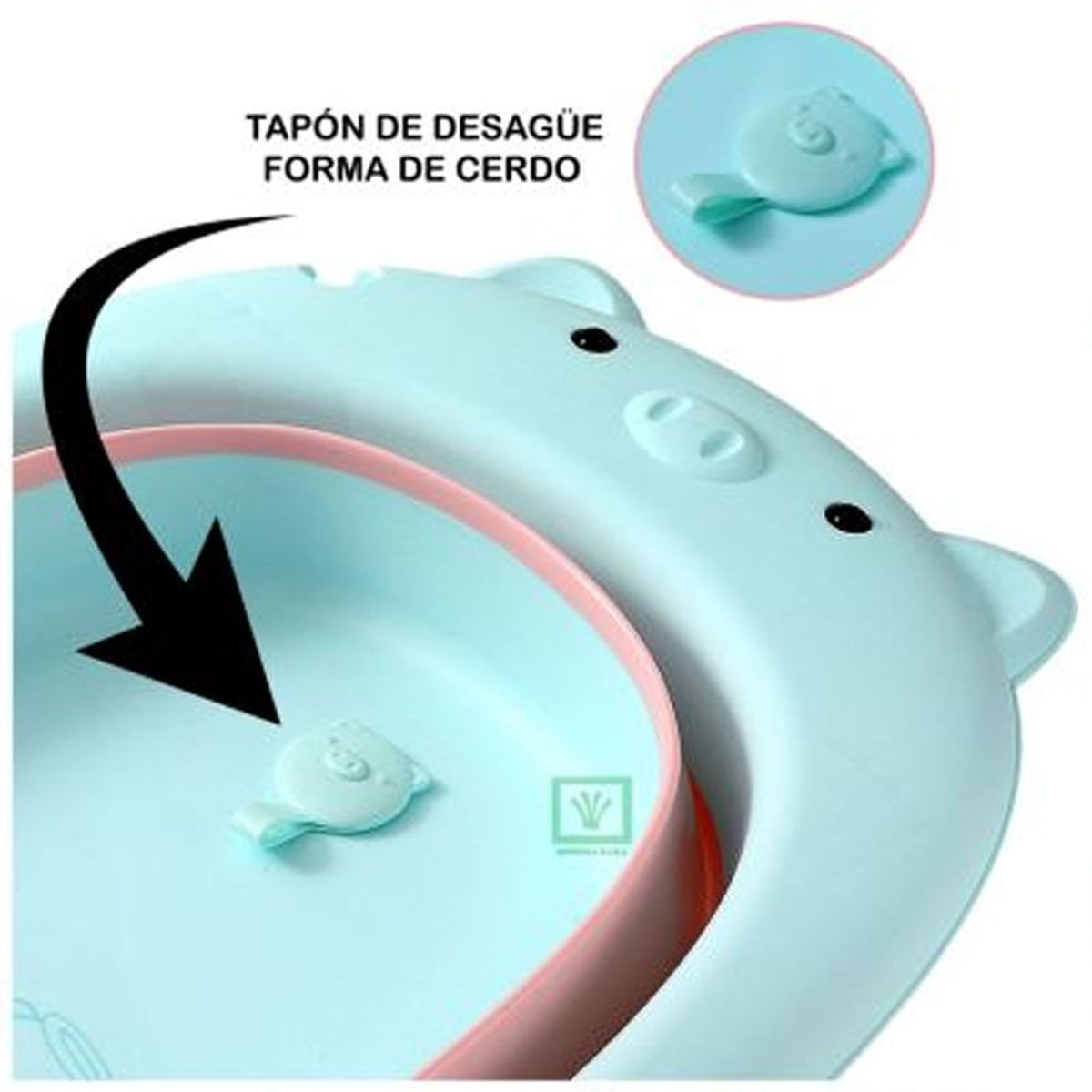 GENERICO - Bañera Tina de Baño Plegable Chanchito Celeste