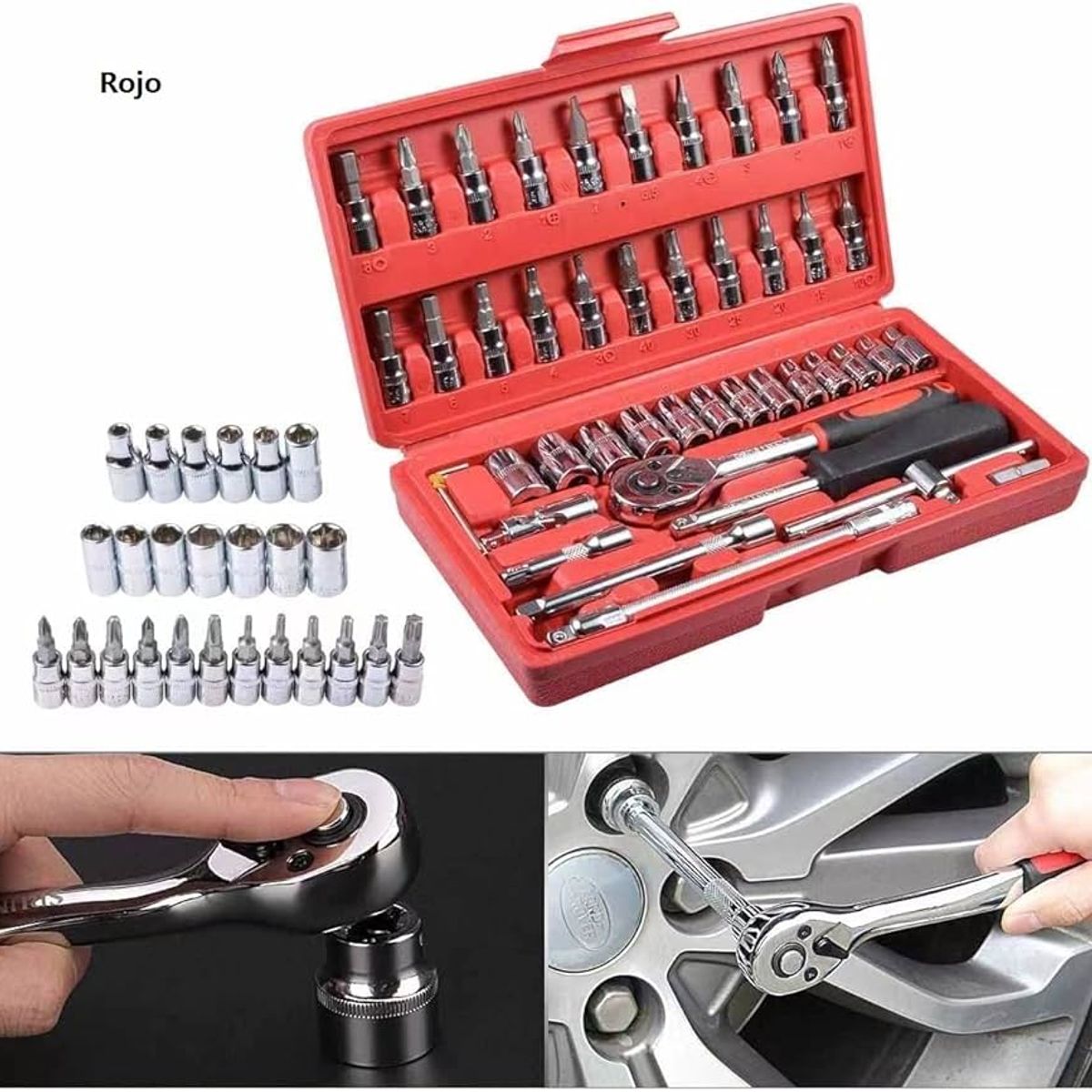 Juego Llaves Dados 46Piezas de Tubo Caja de Herramientas Inoxidable, marca OEM - Foto Principal
