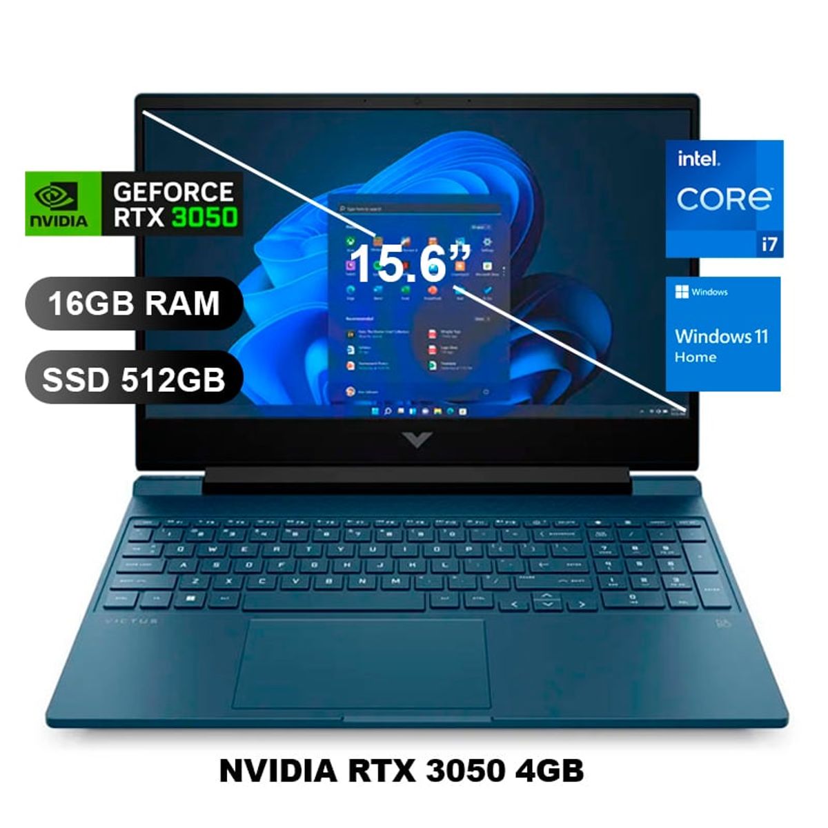 HP - Laptop Gamer Hp Victus 15-fa0007la I7-12650H, RTX3050, 16GB RAM, 512GB SSD, 15.6 (8U8B8LA)
