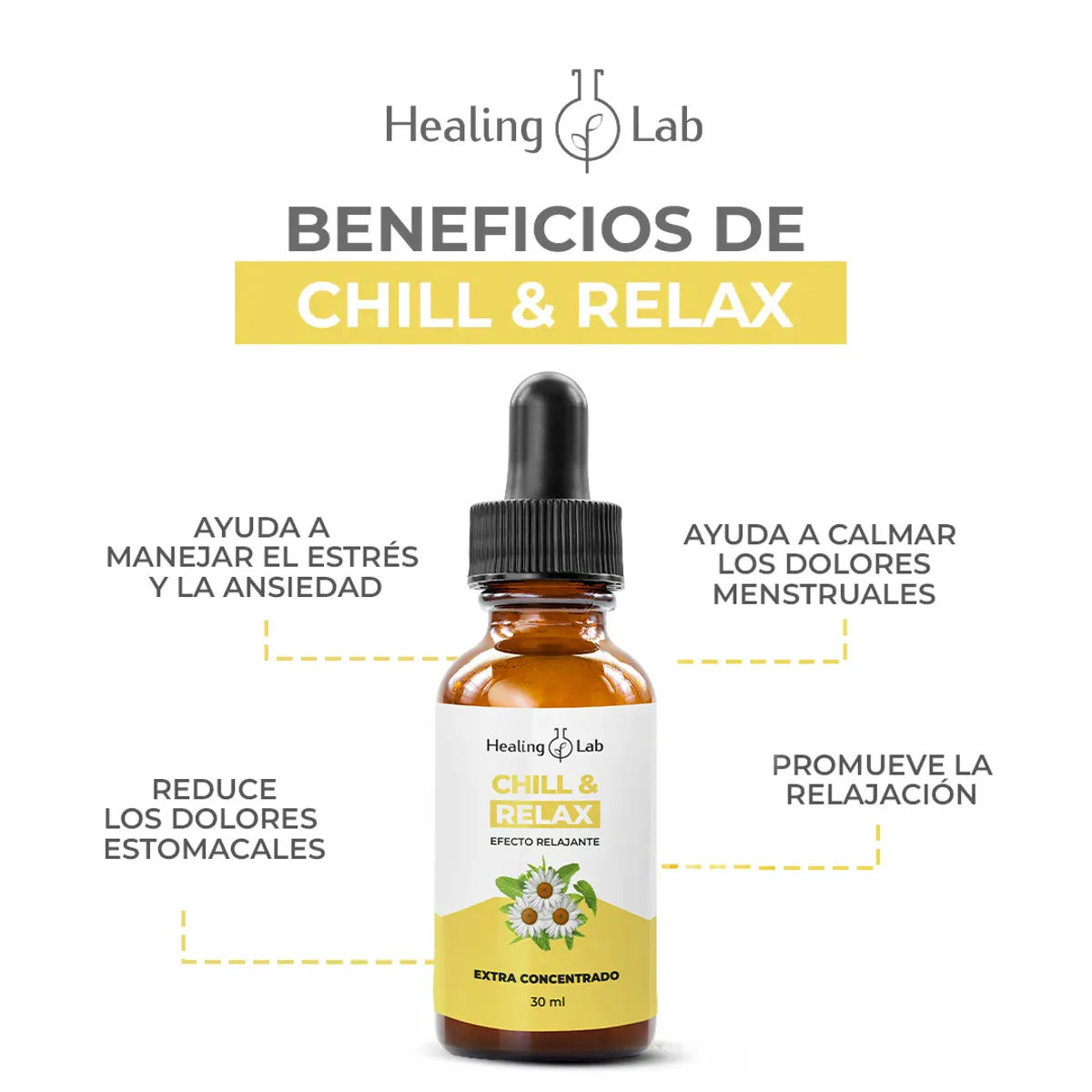 HEALING LAB - CHILL AND RELAX - RELAJANTE Y ANSIOLÍTICO NATURAL -  ANSIEDAD Y ESTRÉS