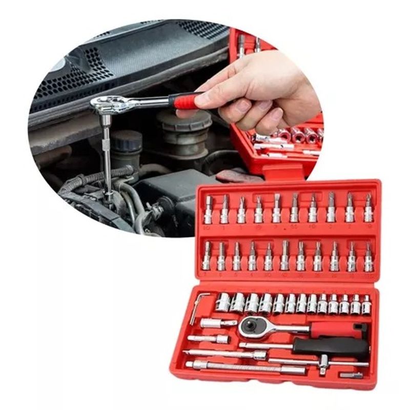 GENERICO - Set Herramientas Silver Juego de Dados 46Piezas