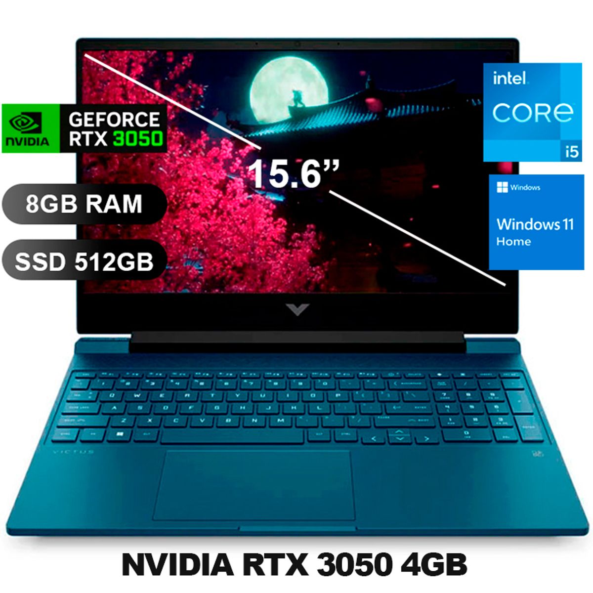 HP - Laptop Gamer Hp Victus 15-fa0021la I5-12450H, RTX3050, 8GB RAM, 512GB SSD, 15.6 (A14LCLA)