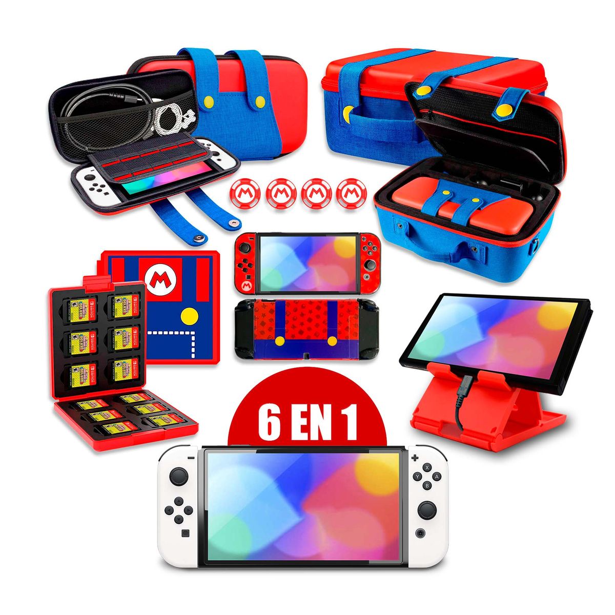 GENERICO - Kit Completo De Viaje Para Nintendo Switch OLED 6 En 1 Overol