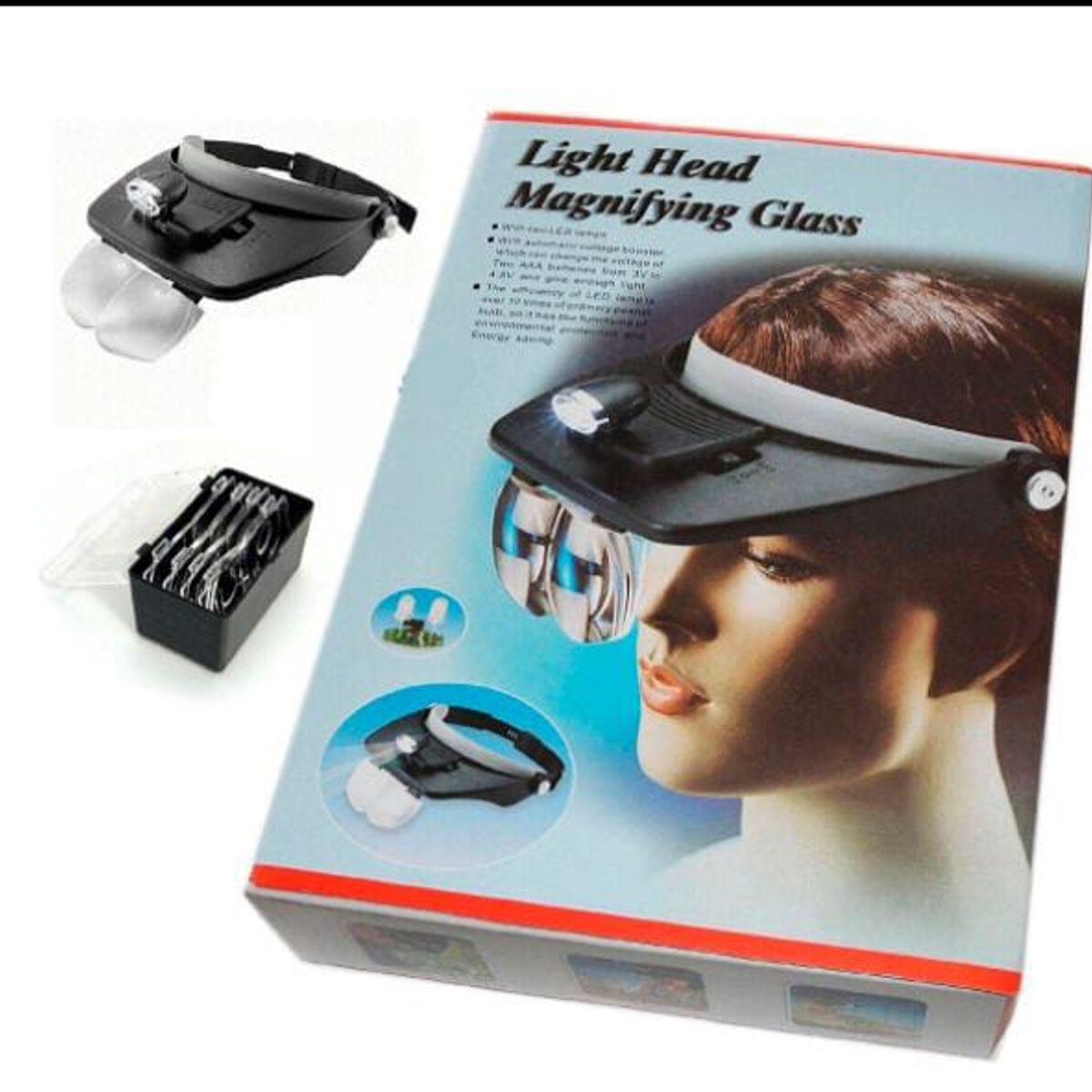 GENERICO - Lupa Profesional Montada en la Cabeza con Luz