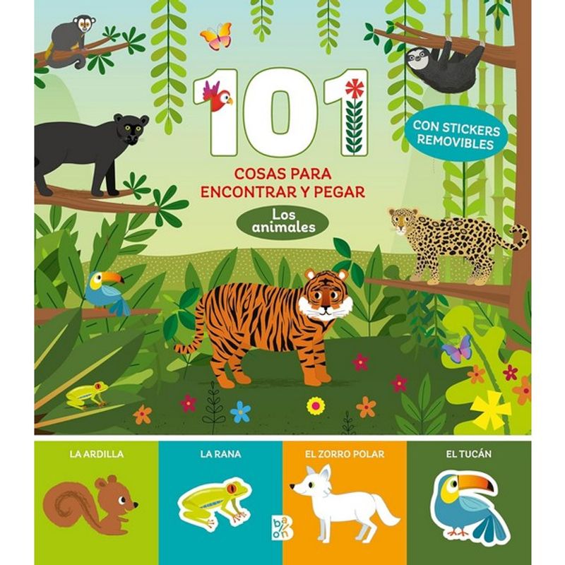 GENERICO - Libro Infantil 	101 COSAS PARA ENCONTRAR Y PEGAR LOS ANIMALES