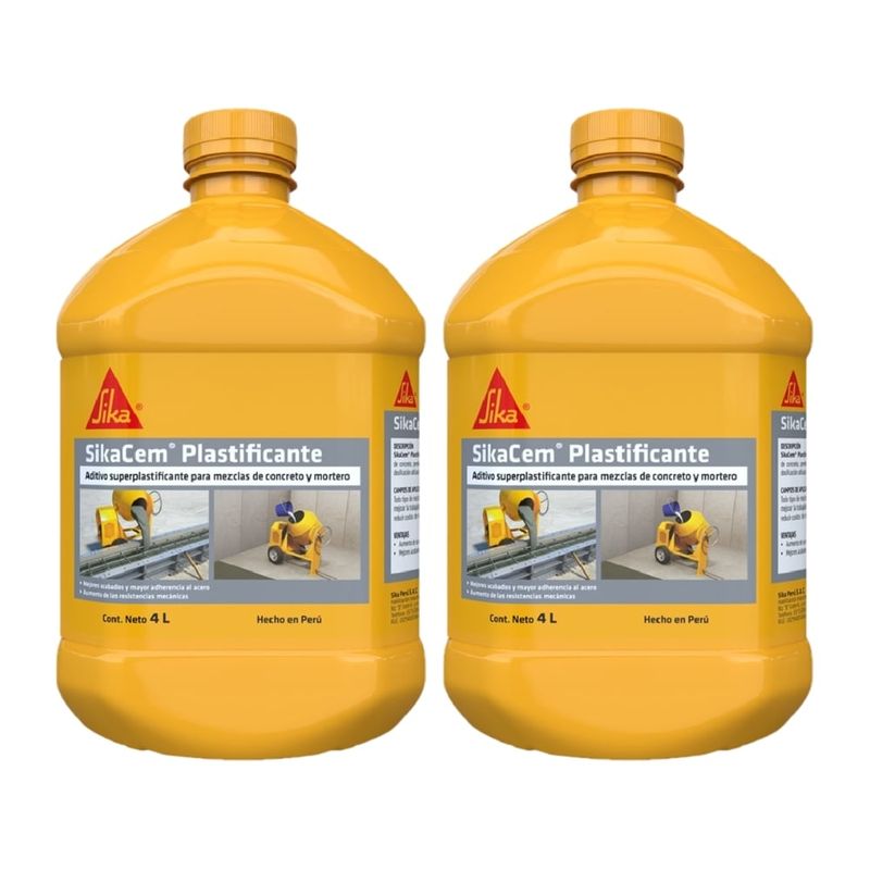 SIKA - Pack Aditivo Plastificante para concreto SikaCem Plastificante x 4L