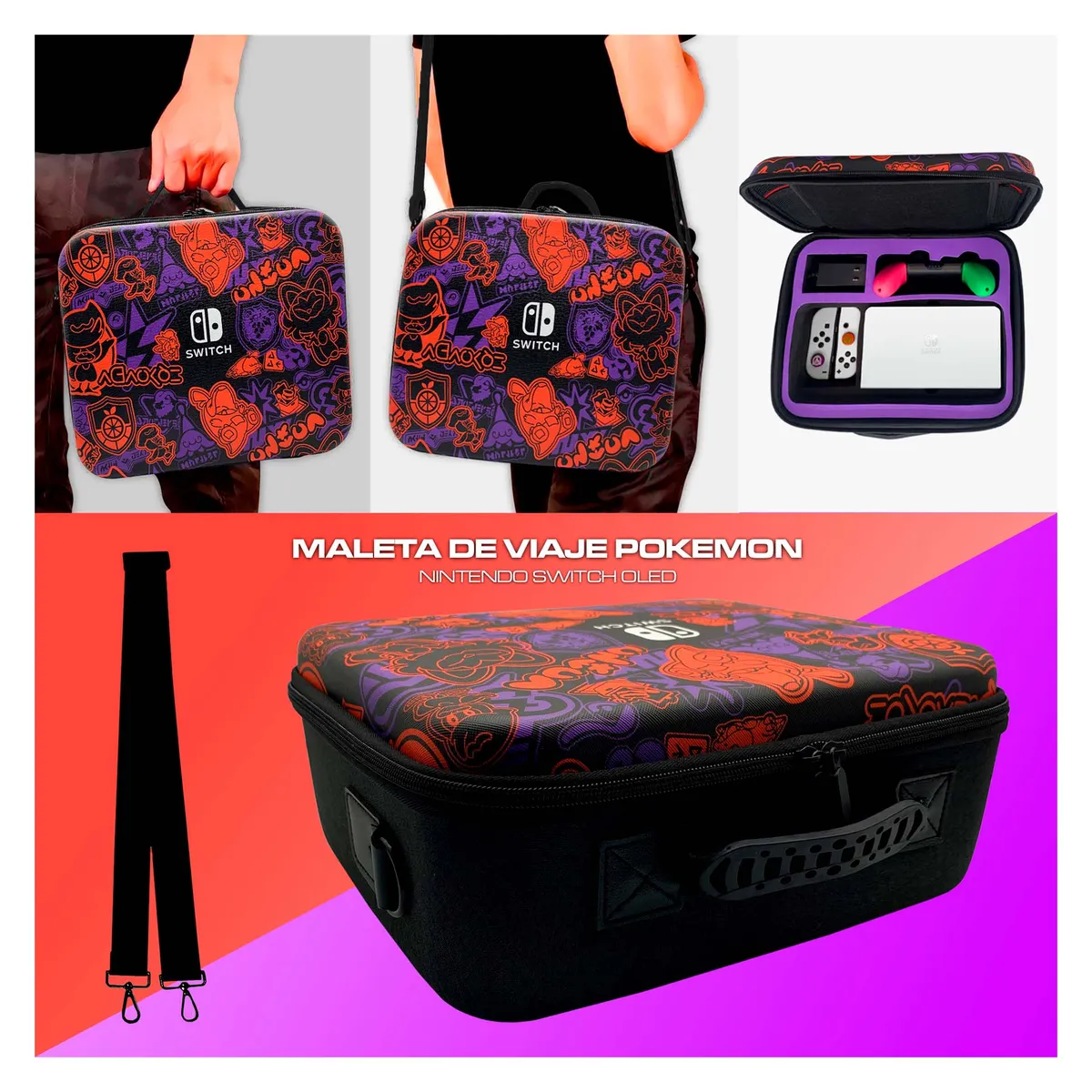 GENERICO - Kit De Viaje 6 En 1 Para Nintendo Switch OLED – P. Violet & Scarlet