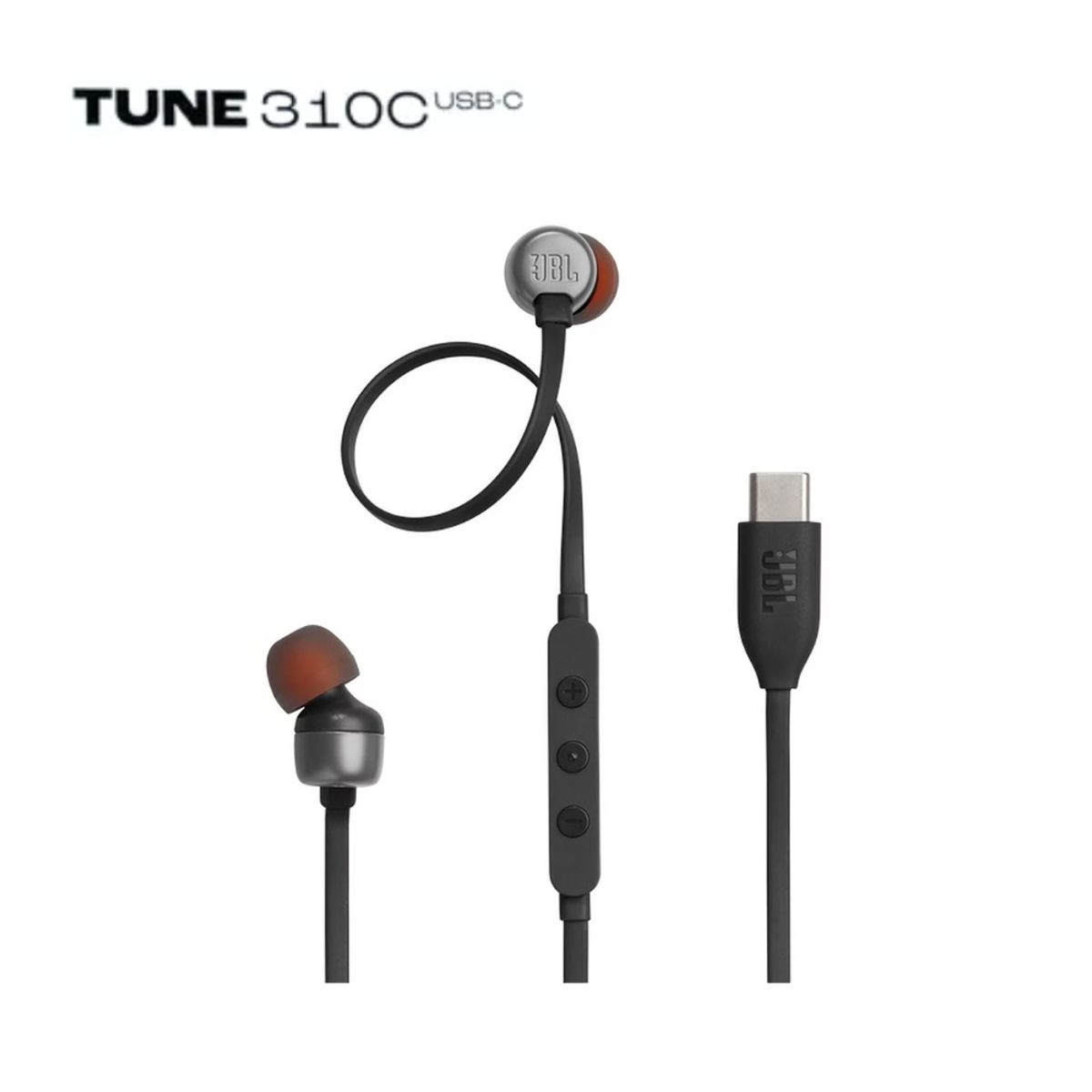 JBL - Audífono JBL Tune 310C USB Negro con Micrófono Diseño Plano USB-C