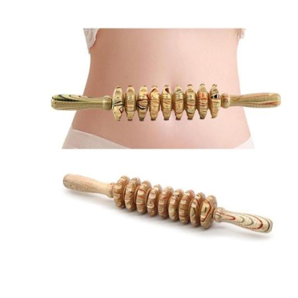 GENERICO - Masajeador Rodillo Anticelulítico De Madera 40 cm