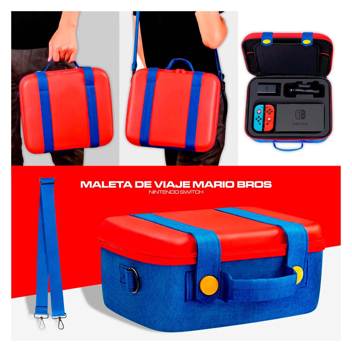 GENERICO - Kit De Viaje 6 En 1 Para Nintendo Switch FAT Con Overol Protector