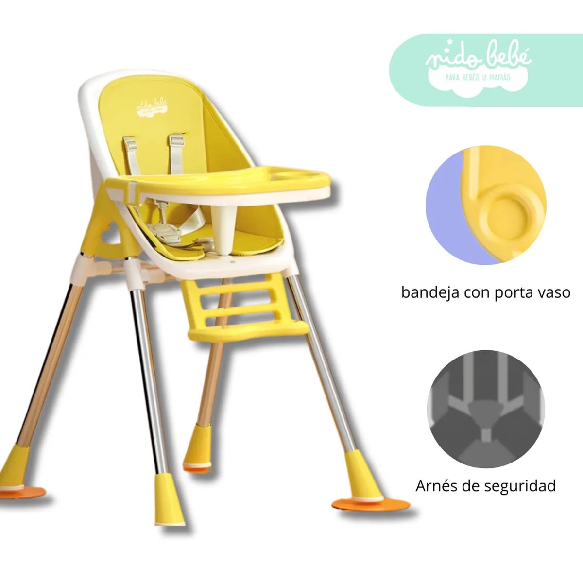 GENERICO - Silla de Comer de bebé modelo Lulu color Amarillo