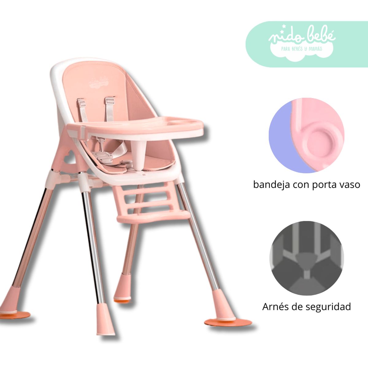 GENERICO - Silla de Comer de bebé modelo Lulu color Rosado