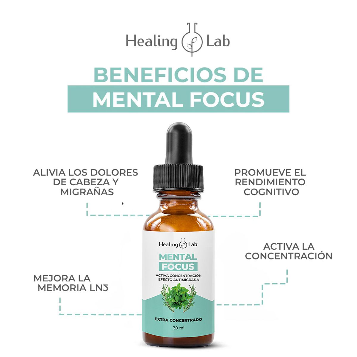 HEALING LAB - MENTAL FOCUS - NEUROPOTENCIADOR NATURAL - MIGRAÑA Y CONCENTRACIÓN