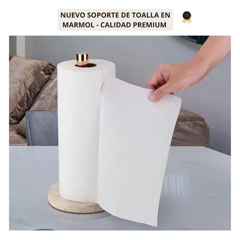 GENERICO - Porta Papel Toalla de Mármol Toallero Grande Elegante