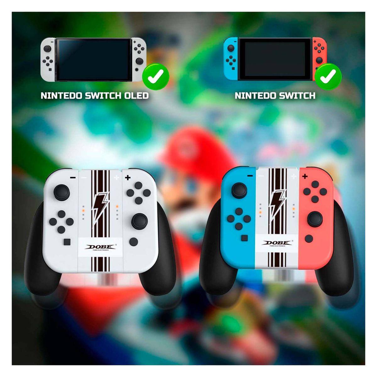 DOBE - Joycon Grip Con Power Bank Para Nintendo Switch Fat y Oled Blanco