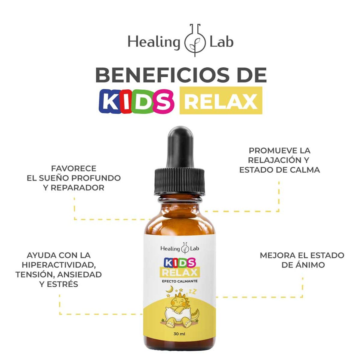 HEALING LAB - KIDS RELAX - RELAJANTE  NATURAL - HIPERACTIVIDAD Y ANSIEDAD EN NIÑOS