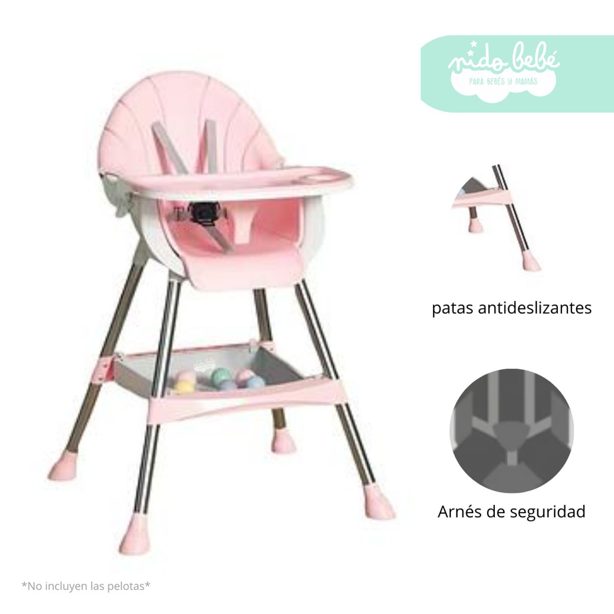 GENERICO - Silla de Comer de bebé modelo Mimi color Rosado