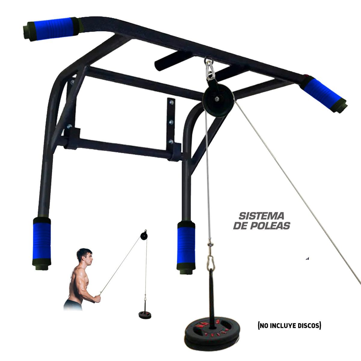 HOLGU - Barra 2 en 1 Paralela Calistenia + SISTEMA DE POLEAS
