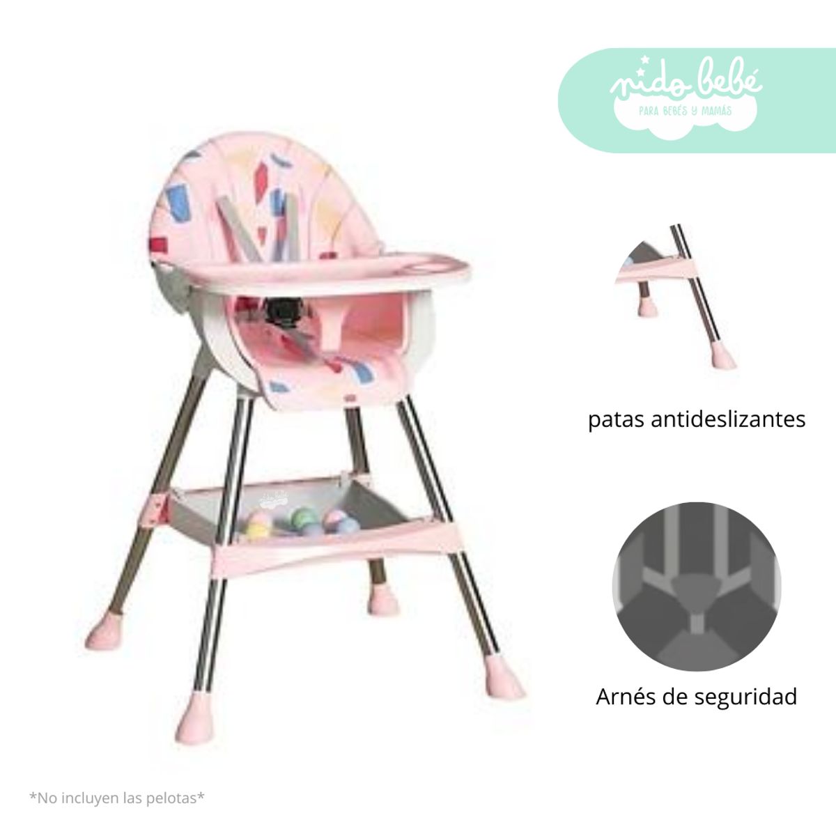 GENERICO - Silla de Comer de bebé modelo Mimi color Rosado con diseño