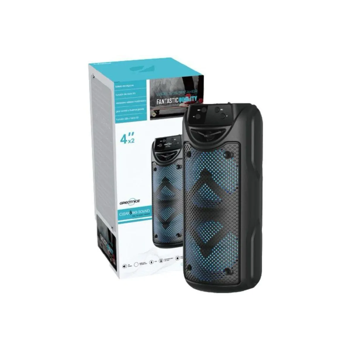 GENERICO - Parlante Led 4 " Bluetooth, Radio FM