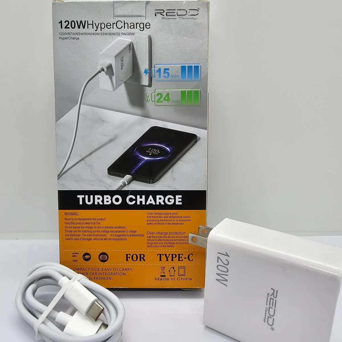 GENERICO - CARGADOR DE CELULAR REDD 120W BLANCO TYPE-C