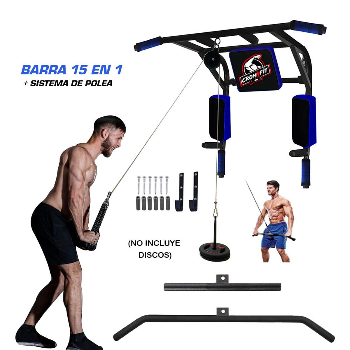 HOLGU - Barra 15 en 1 para calistenia + SISTEMA DE POLEAS