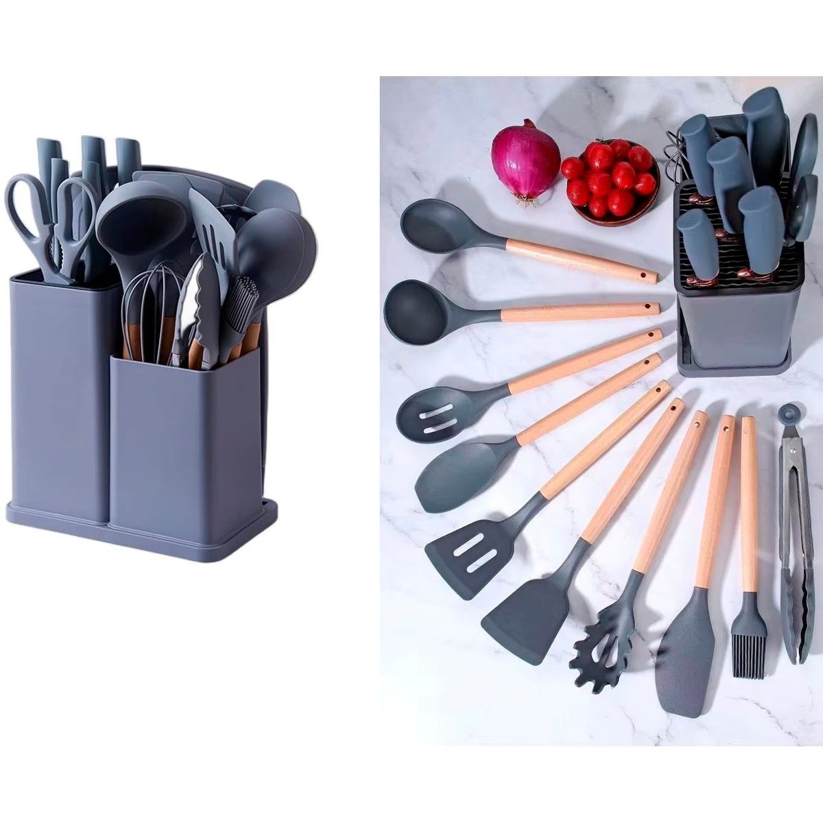 GENERICO - Set De Utensilios Para Cocina X 19 Piezas De Silicona A1
