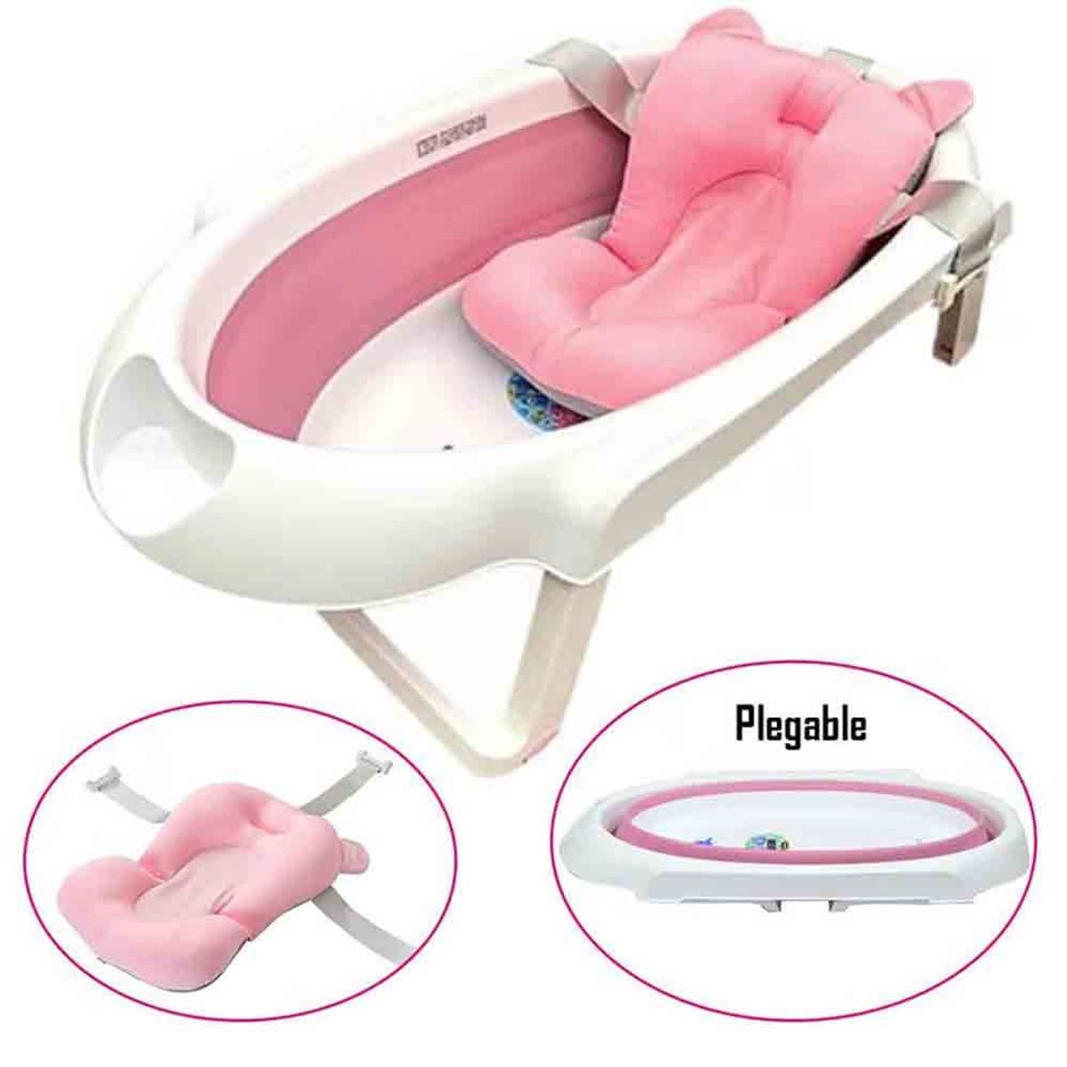 EBABY - Cuna Corral Sally 716 + Colchón de 4"+ Bañera Rosado