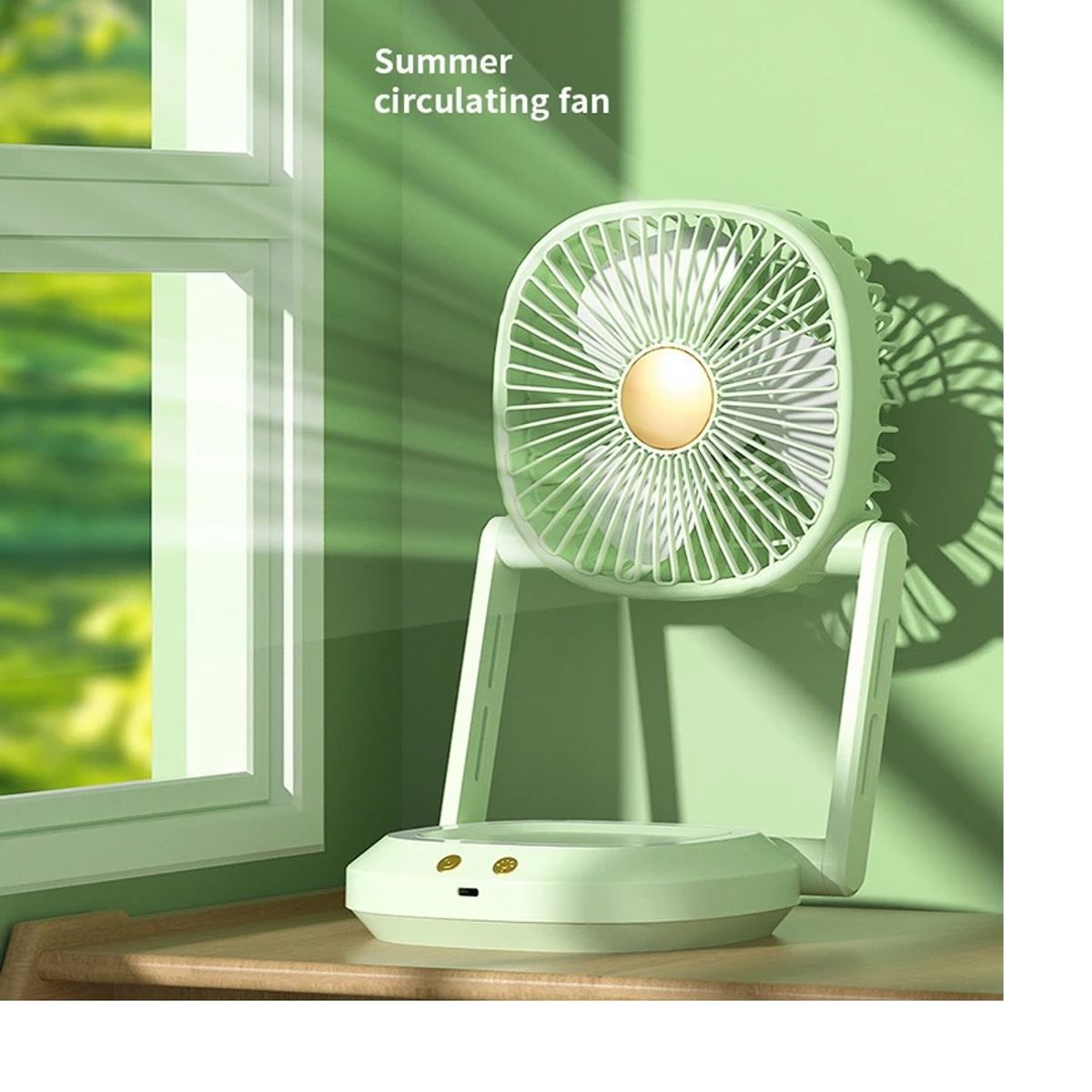 ITELSISTEM - Ventilador Oficina Plegable Portatil Recargable Luces Led blanco