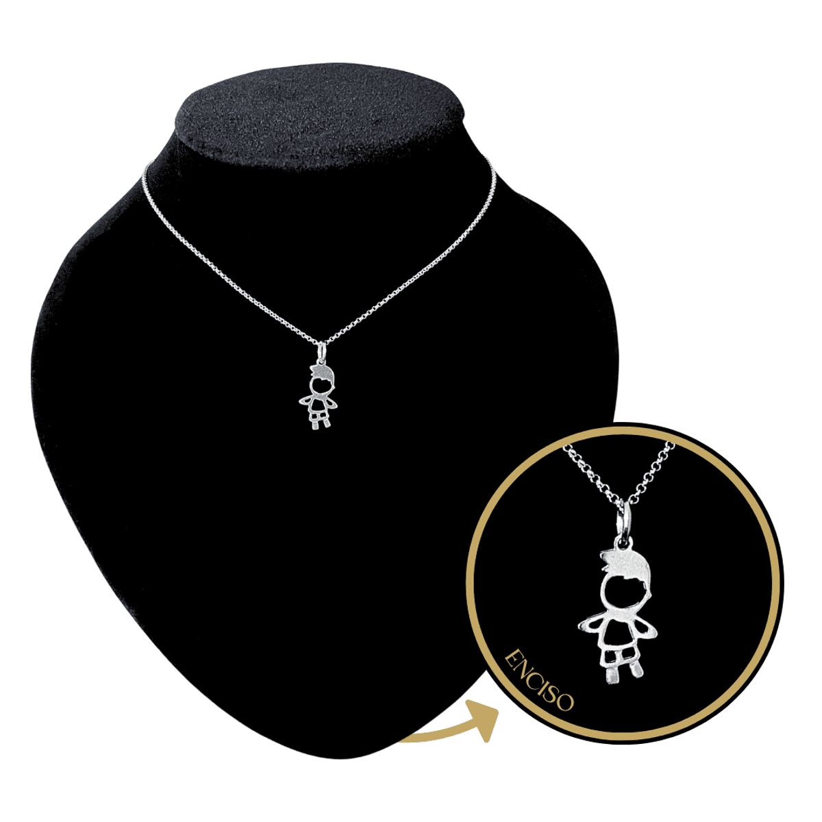 GENERICO - Collar Niño Muñeco Joya Regalo Mamá Papá Familia Plata 925