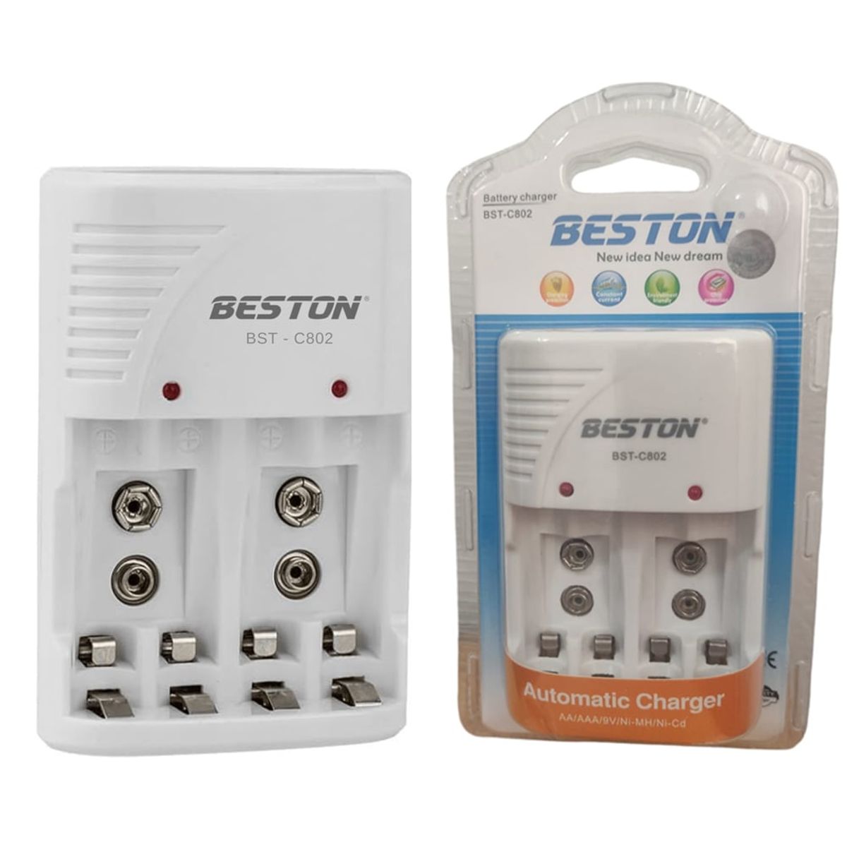 BESTON - Cargador Rapida de baterias pilas recargables BESTON 4xAA 4xAAA 2x9V