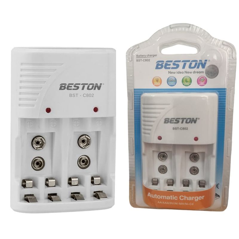 BESTON - Cargador Rapida de baterias pilas recargables BESTON 4xAA 4xAAA 2x9V