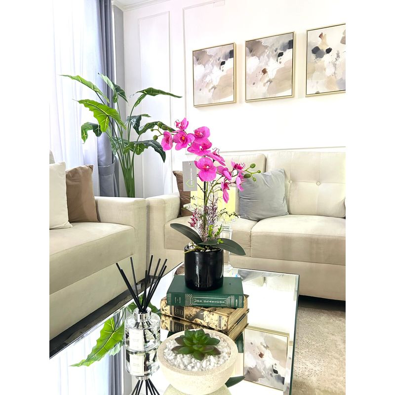 GENERICO - ORQUIDEA FUCSIA 45X12 BASE COLOR NEGRO