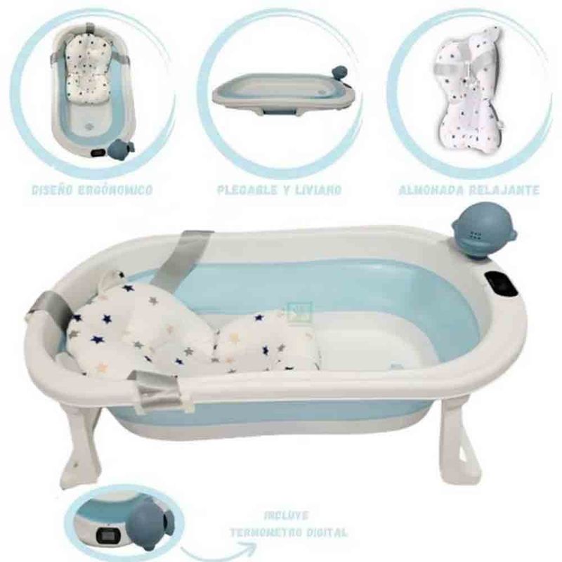 EBABY - Bañera Plegable JELLY Con Termostato Blue