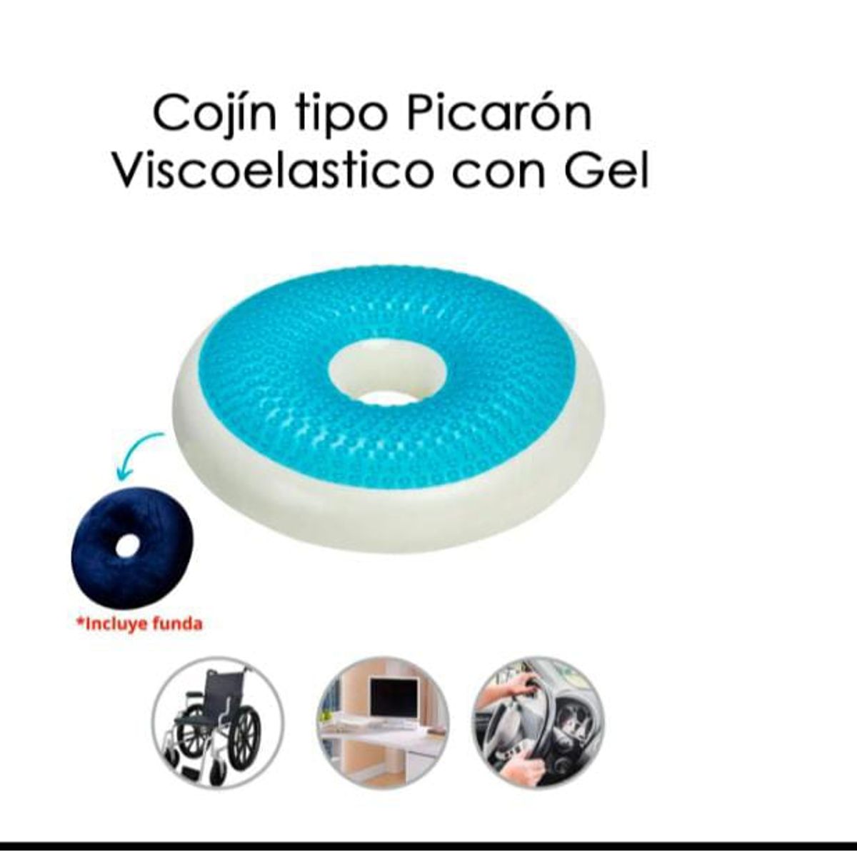 GENERICO - Cojín Almohada Picarón Viscoelastico Con Gel y Funda