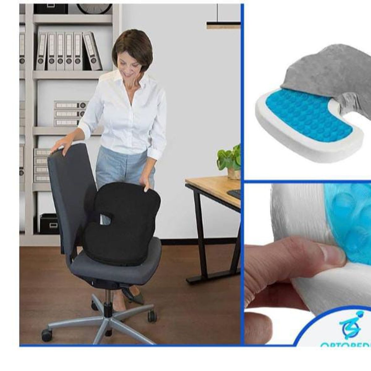 GENERICO - Cojin Asiento con Gel Ortopedico Cervical y Lumbar