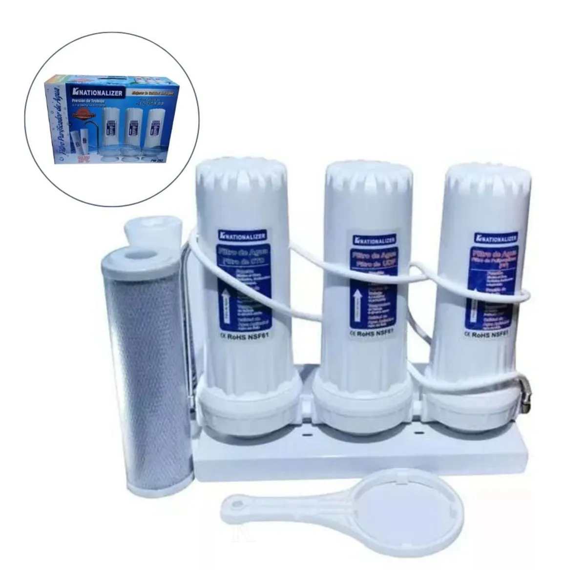 NATIONALIZER - Filtro de Agua con Triple Sistema de Purificación