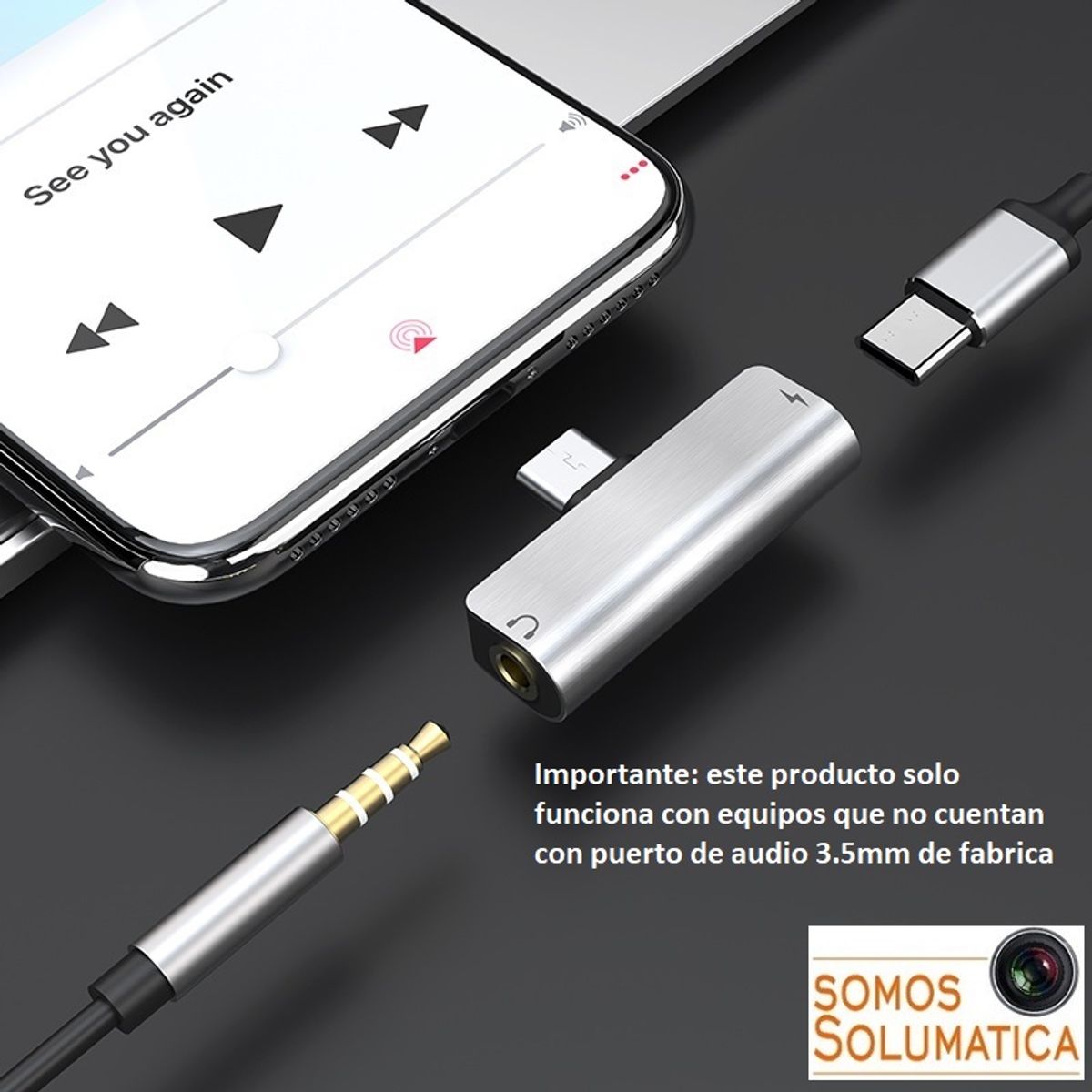 HOCO - Adaptador De Audio Tipo C - Carga y Aux  2en1 - Hoco